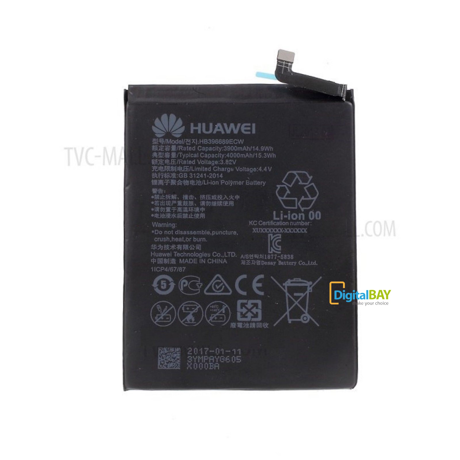 Huawei Batteria originale HB396689ECW per MATE 9 3900mAh Pila Litio Nuova Bulk
