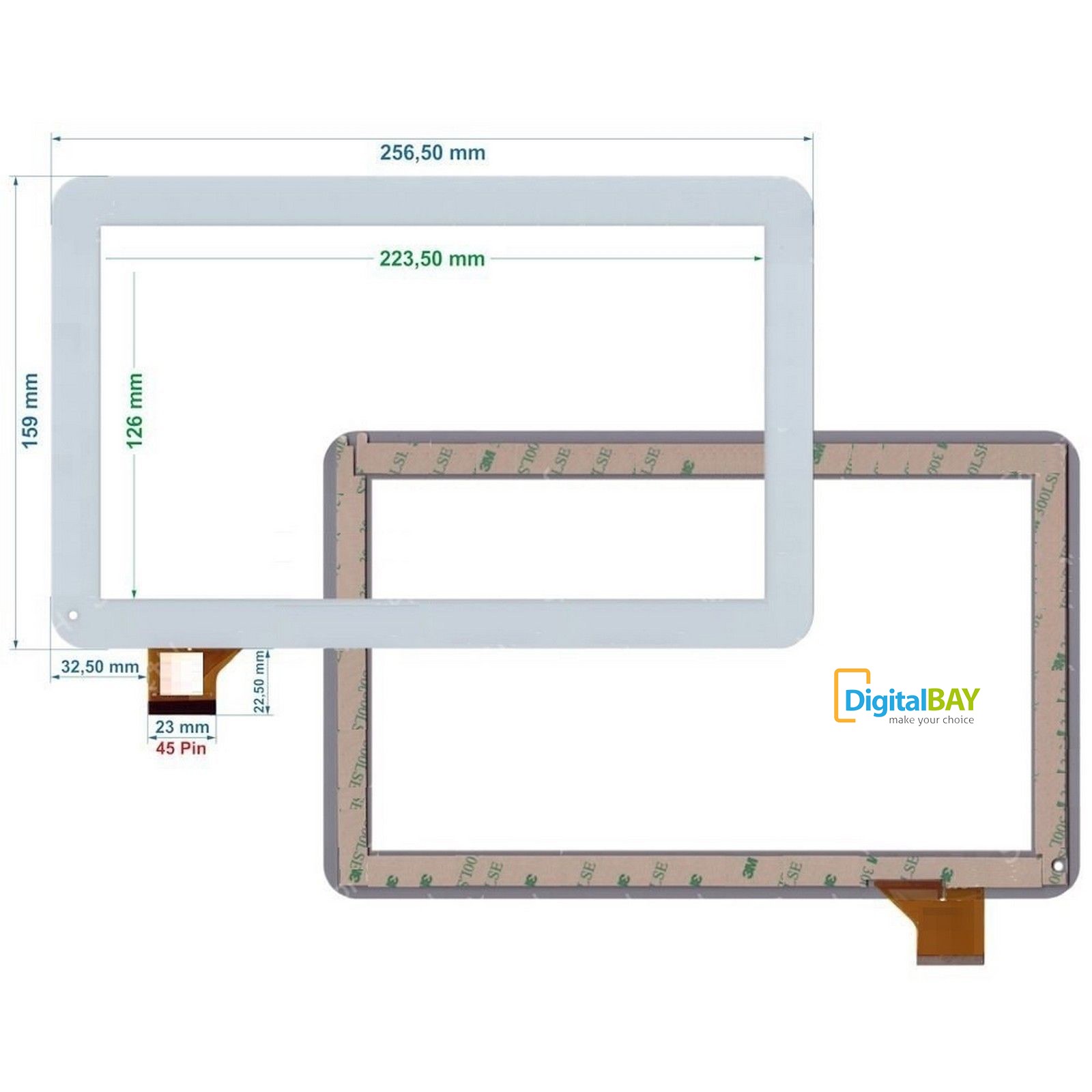 RICAMBIO TOUCH SCREEN VETRO GLASS BIANCO DISPLAY SCHERMO VETRINO per MAJESTIC TAB-647 3G KIT ATTREZZI 